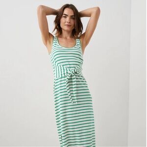 Rails Green and White Striped Midi Dress